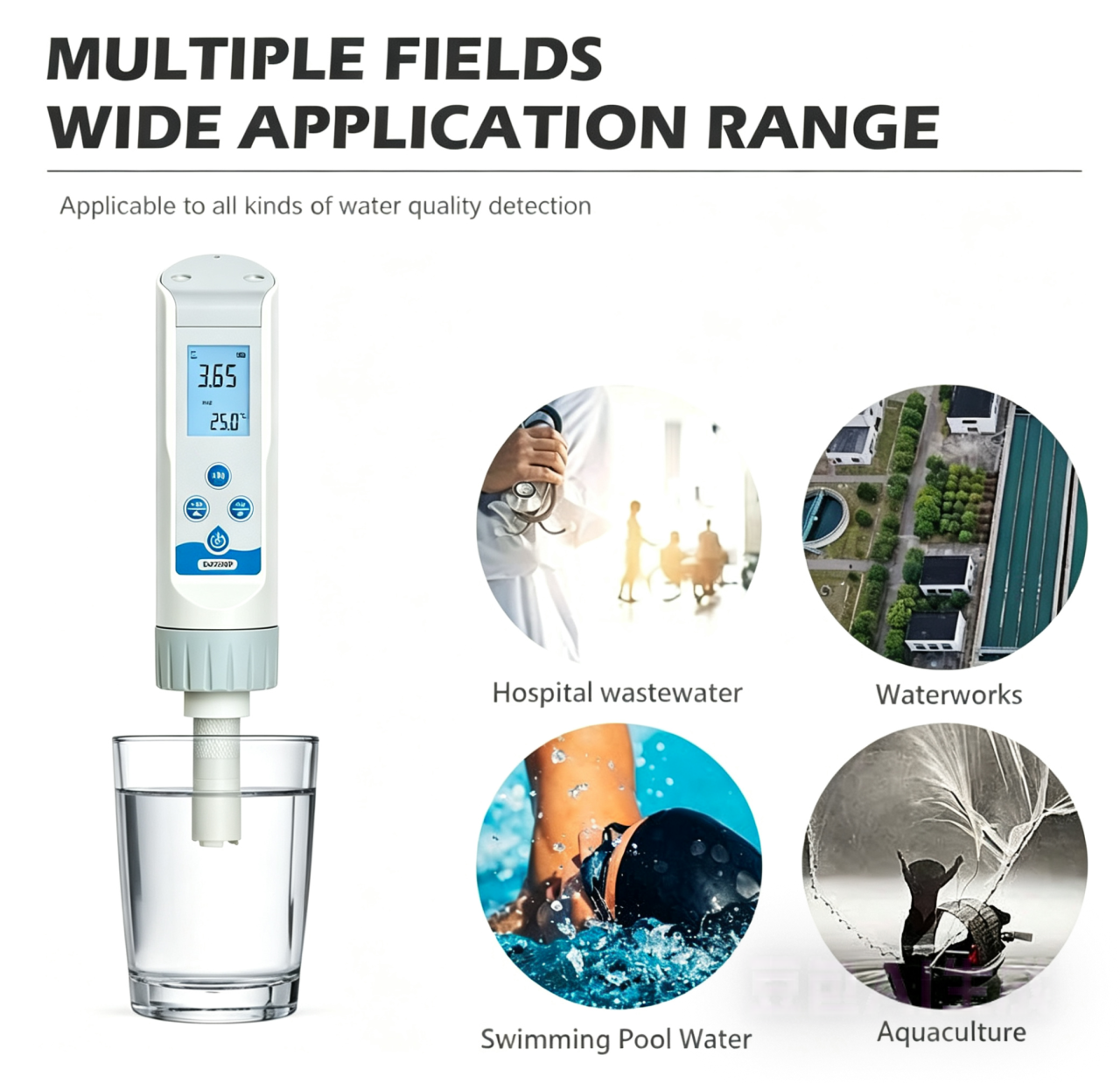 Medidor de agua de ozono disuelto portátil de polarografía potenciométrica 0-20PPM