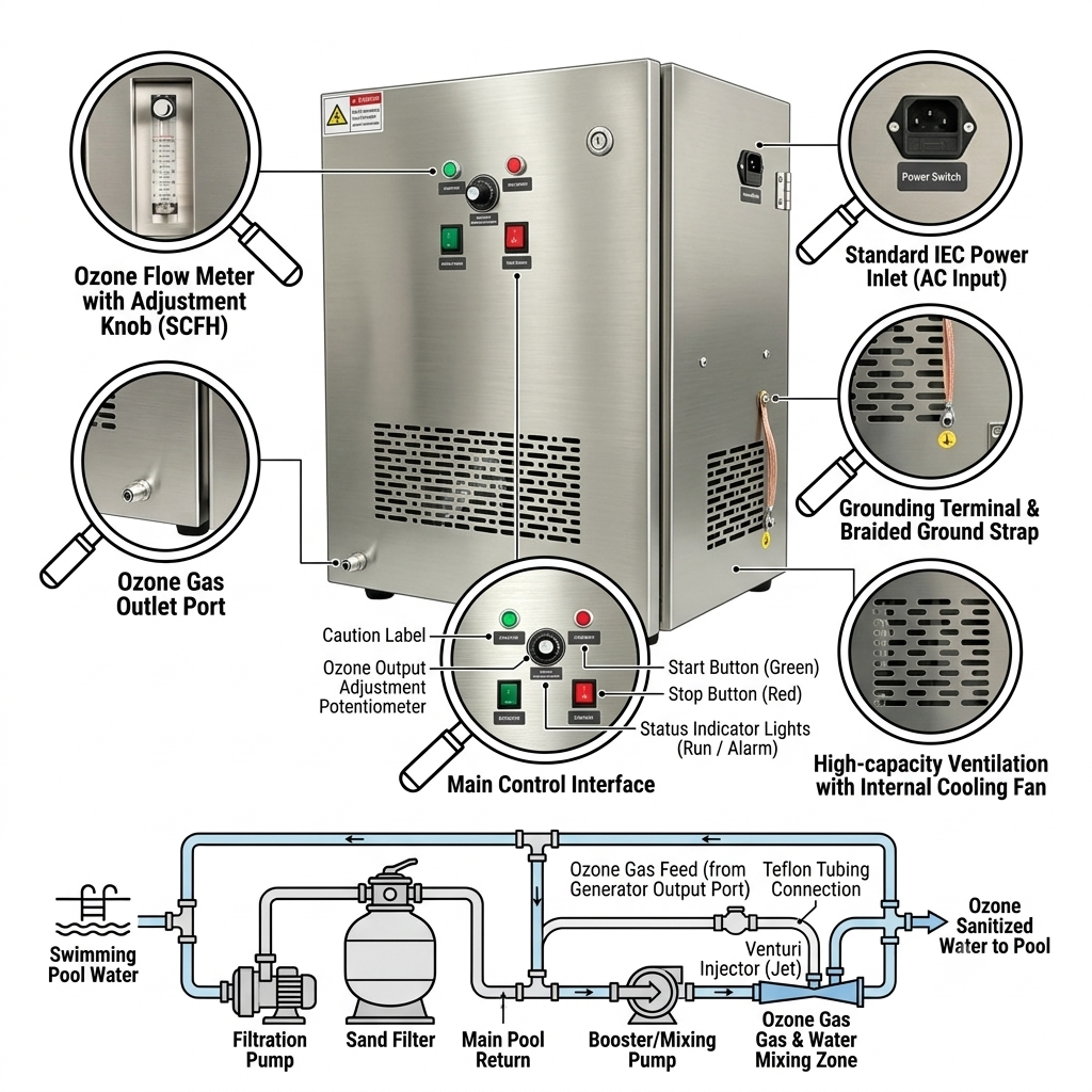 Panel de control del generador de ozono con perilla de salida de ozono ajustable y medidor de flujo de ox&iacute;geno.png